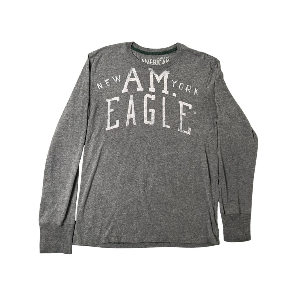 Y2K American Eagle Graphic T Shirt Mens Small Gray Short Sleeve Cotton‎ Vintage